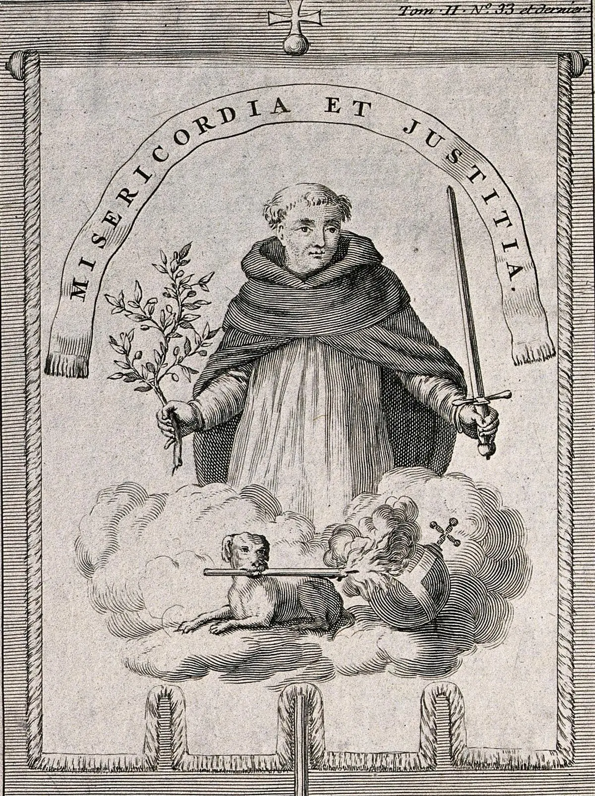 The banner of the Spanish Inquisition in Goa. Engraving by B. Picart, 1722. The banner of the Spanish Inquisition in Goa. Engraving by B. Picart, 1722.