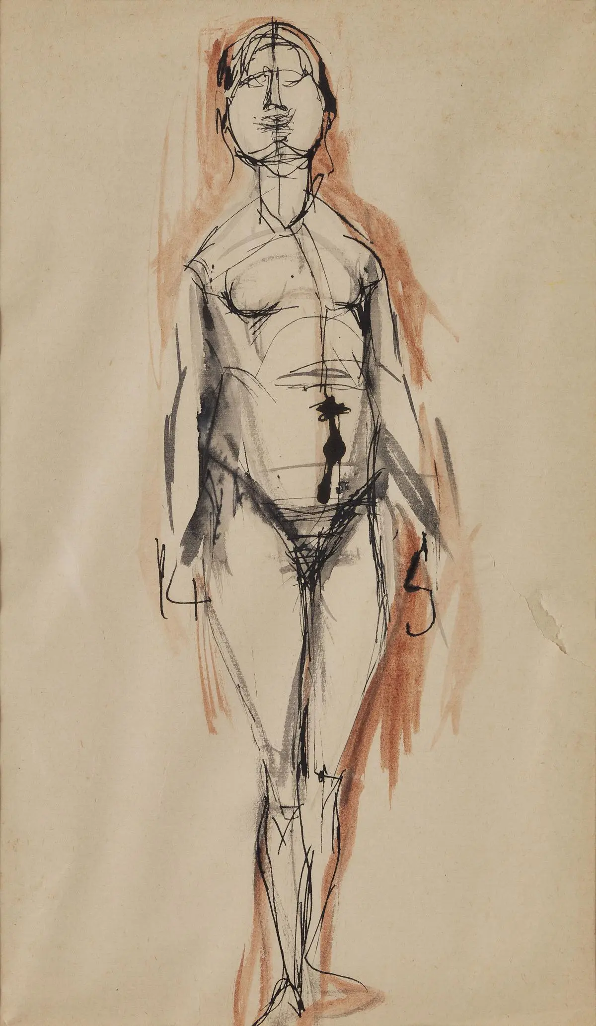 Untitled: Pen, ink and watercolour on paper, 13x7 in., 1958, unsigned. Untitled: Pen, ink and watercolour on paper, 13x7 in., 1958, unsigned.