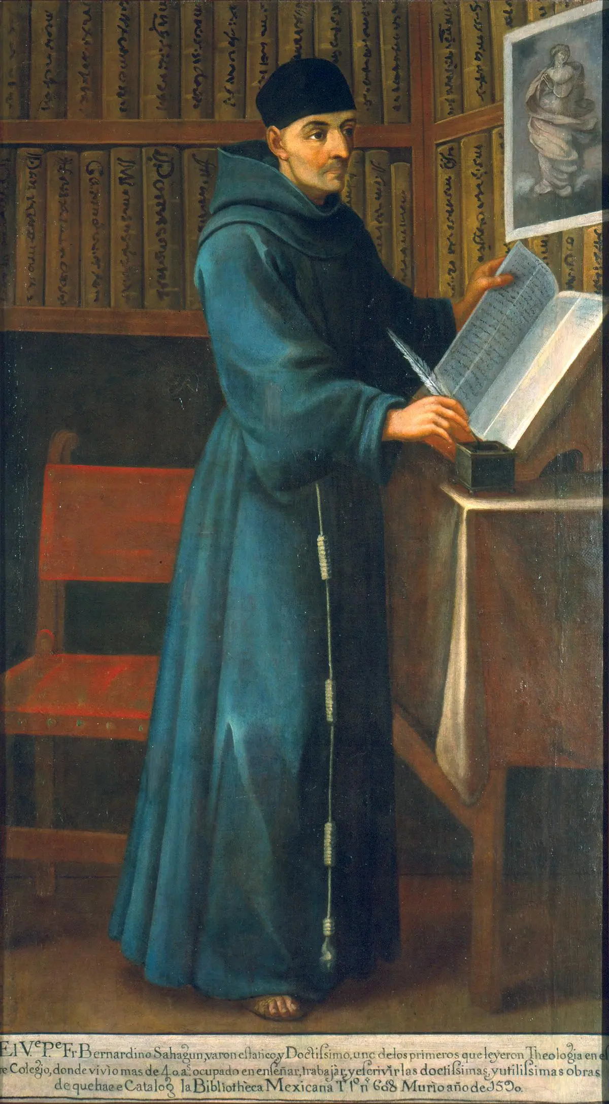 A portrait of Bernardino de Sahagún&nbsp;from the 17th century. 