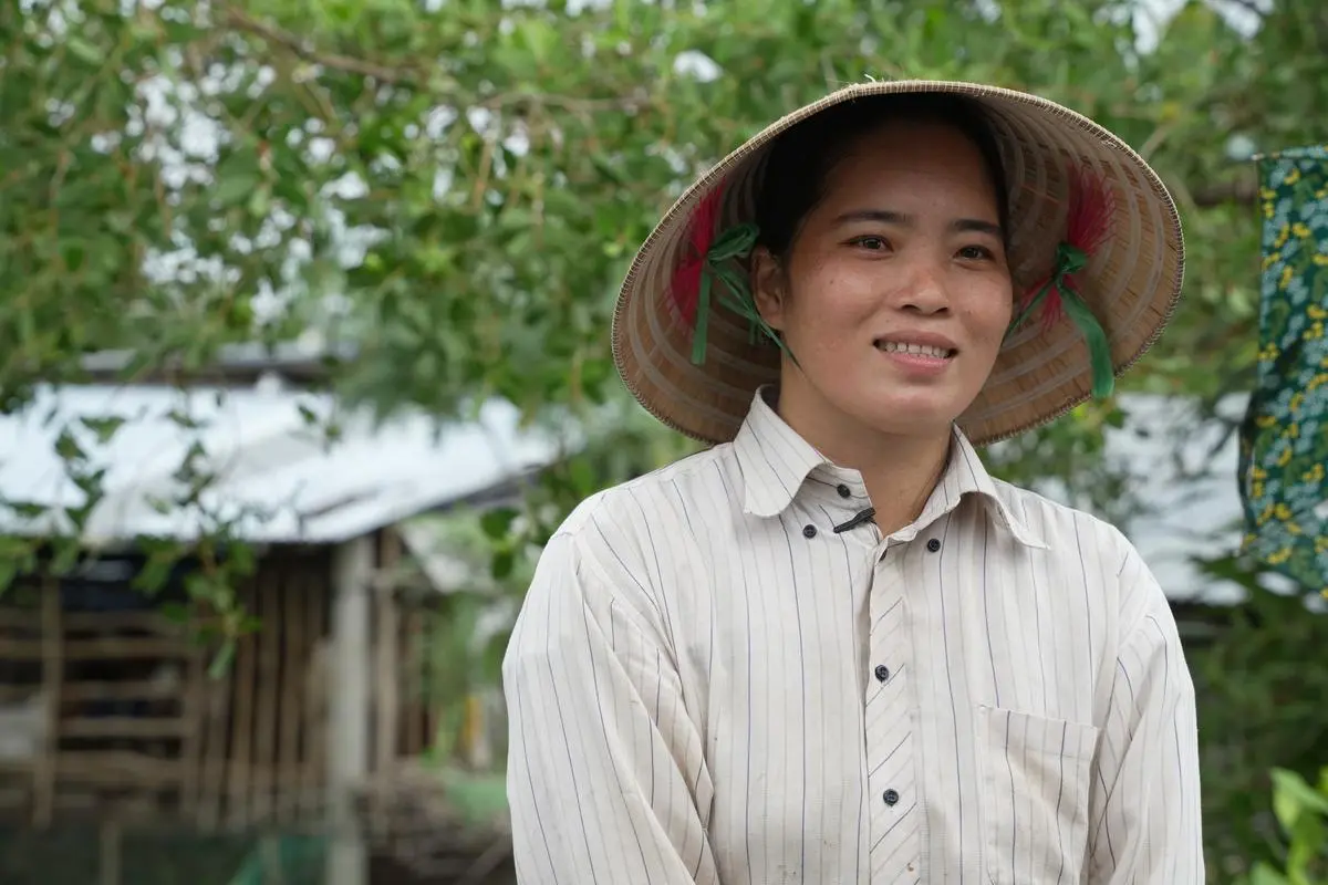 Le Thi Kim Chi and her family have been using salt water in the six months of drought every year.
