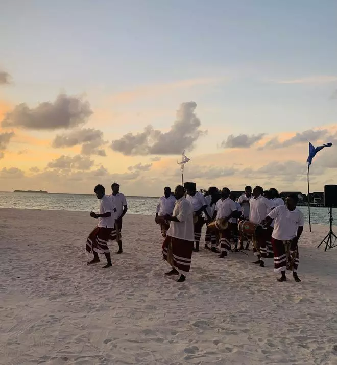 One of the most popular traditional dances of Maldives is Bodu (big) Beru (drum), which traces its origin to Africa. The dance is performed on special occasions like weddings. Here the dancers welcome the guests to the island.