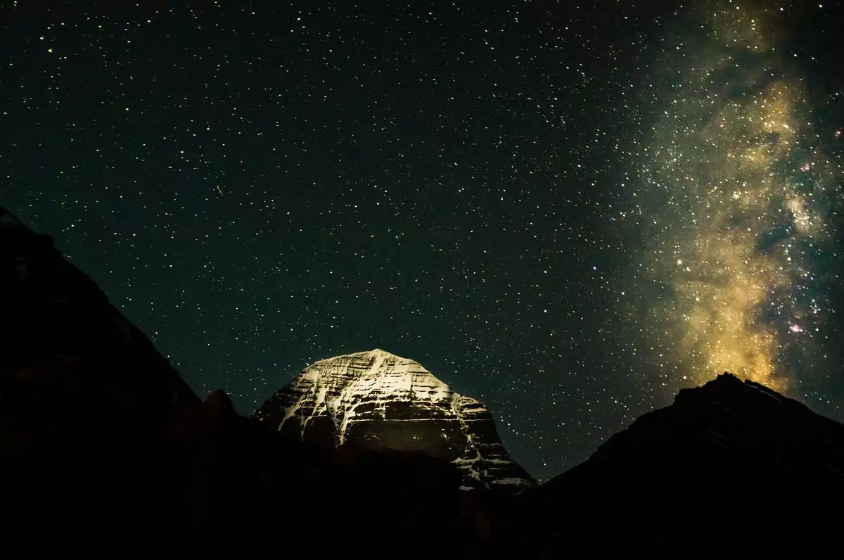 Mt Kailash on a starry night.
