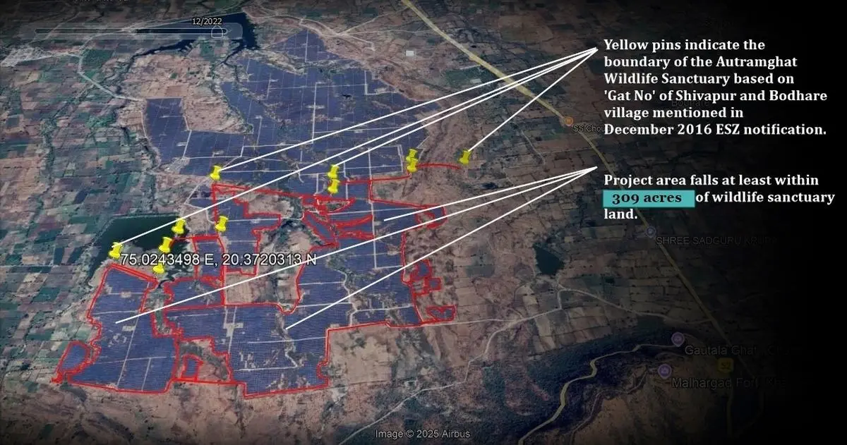 A comparative analysis of land records and satellite visuals shows that a significant portion of the project area falls within at least 309 acres (125 hectares) of the Gautala Autramghat Wildlife Sanctuary. A comparative analysis of land records and satellite visuals shows that a significant portion of the project area falls within at least 309 acres (125 hectares) of the Gautala Autramghat Wildlife Sanctuary.