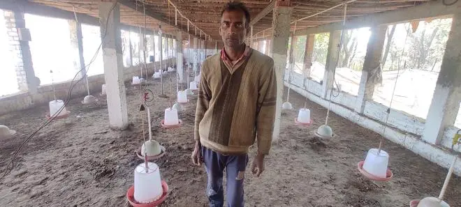 Naresh Singh at his deserted poultry farm at village Barwal in Kathua. Naresh Singh at his deserted poultry farm at village Barwal in Kathua.