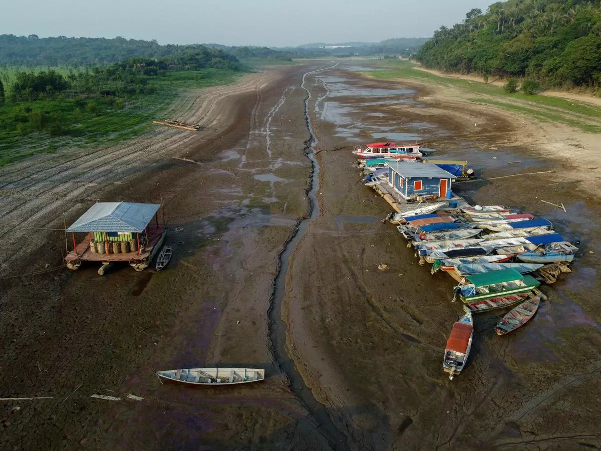Boats stranded on the dry bed of the Puraquequara lake in Manaus, Amazonas State, Brazil, on October 6. Brazil was one of the countries in South America affected by the heat wave that struck the continent between July and September. 