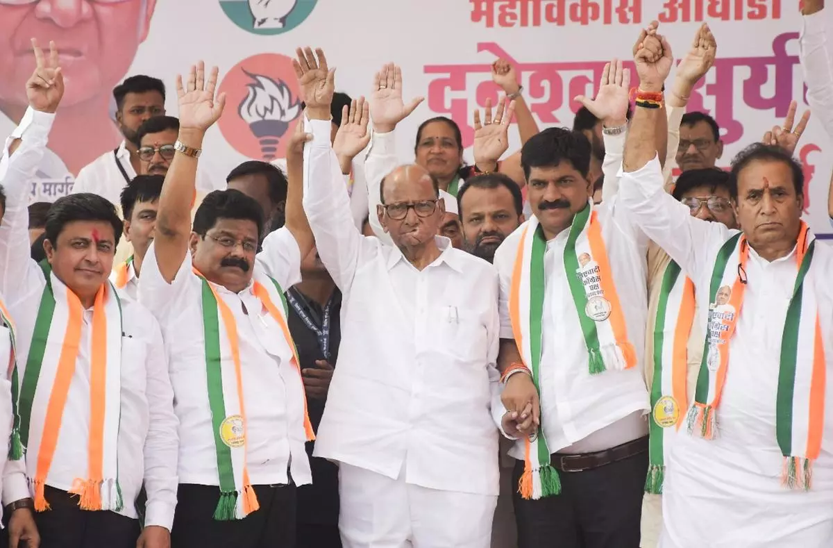 NCP chief Sharad Pawar during an election campaign rally in support of party candidate Dhuneshwar Pethe for East Nagpur Assembly constituency in Nagpur on November 7, 2024. 