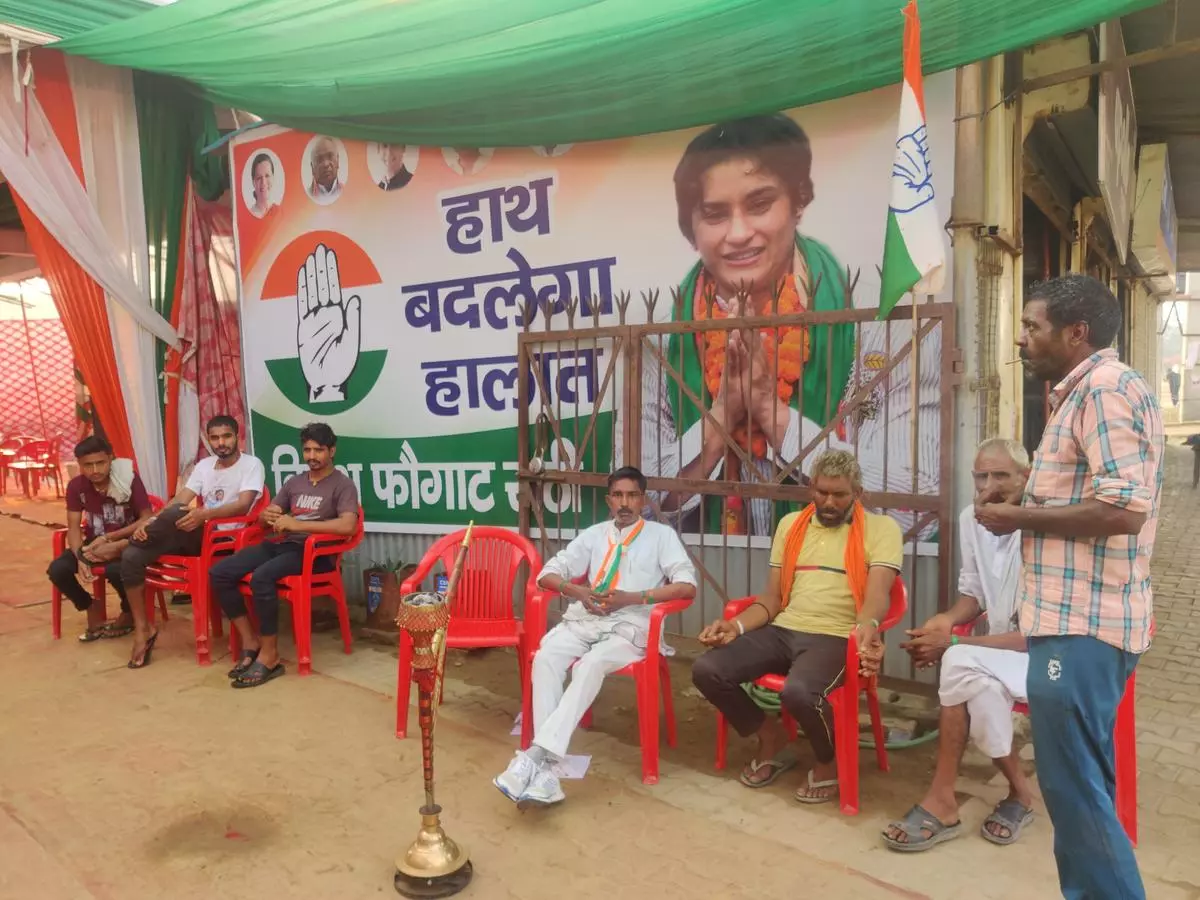 The Congress office in Julana, early in the morning.