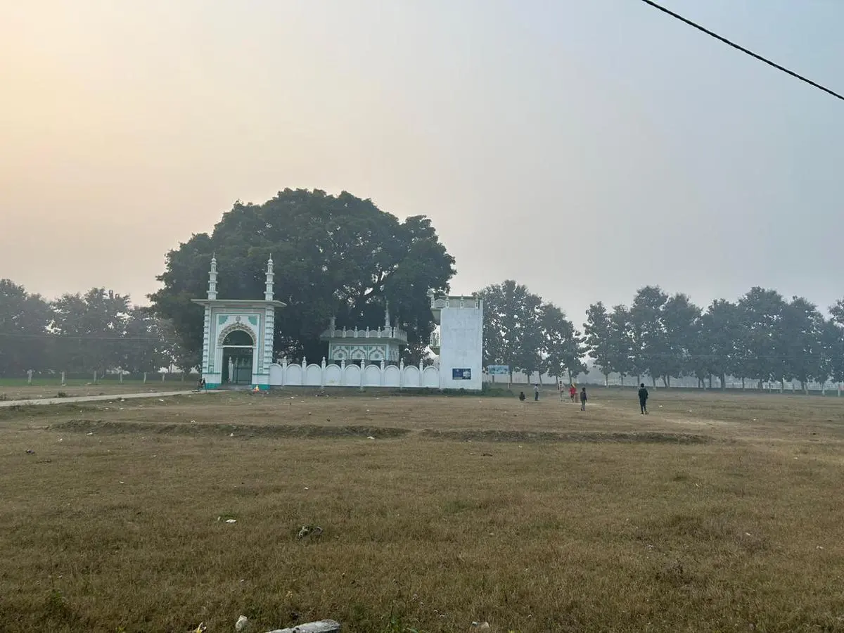 Proposed site of the Ayodhya mosque. At present, the land is used as a playground by children, for the yearly Urs mela, and for other small events. Proposed site of the Ayodhya mosque. At present, the land is used as a playground by children, for the yearly Urs mela, and for other small events.