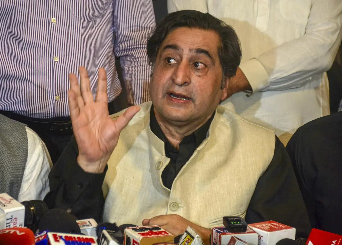J&K Peoples Conference president Sajad Lone addresses a press conference regarding the formation of the ‘People’s Alliance for Change’. Srinagar, June 30, 2025. 