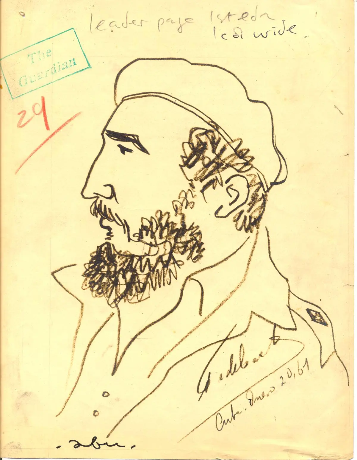 Abu’s sketch of Fidel Castro.