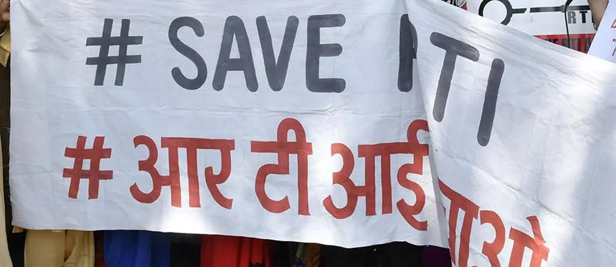 At a protest against changes to the RTI Act at Jantar Mantar, New Delhi, on July 29, 2019.