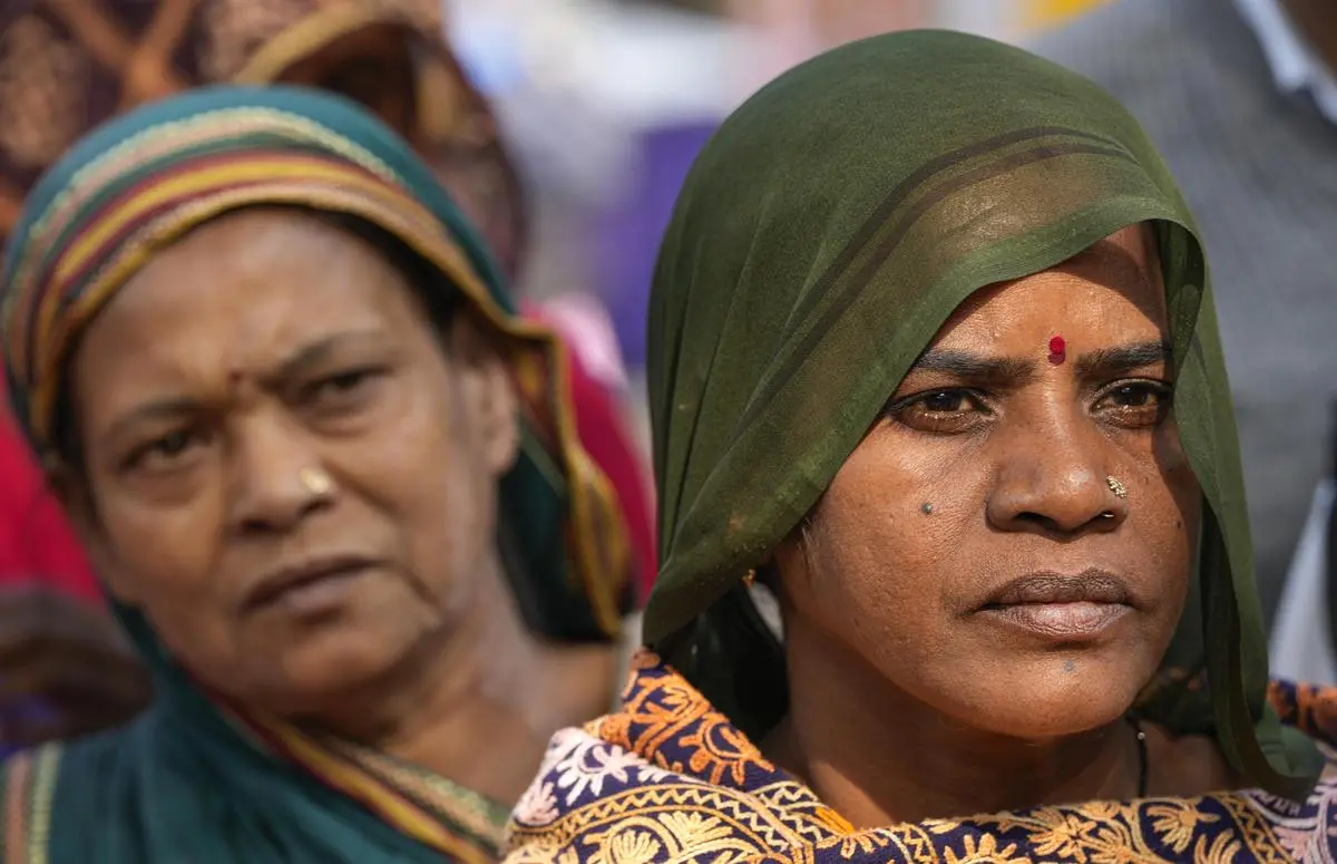 At a protest against the labour codes at  Jantar Mantar in New Delhi on November 26, 2025.