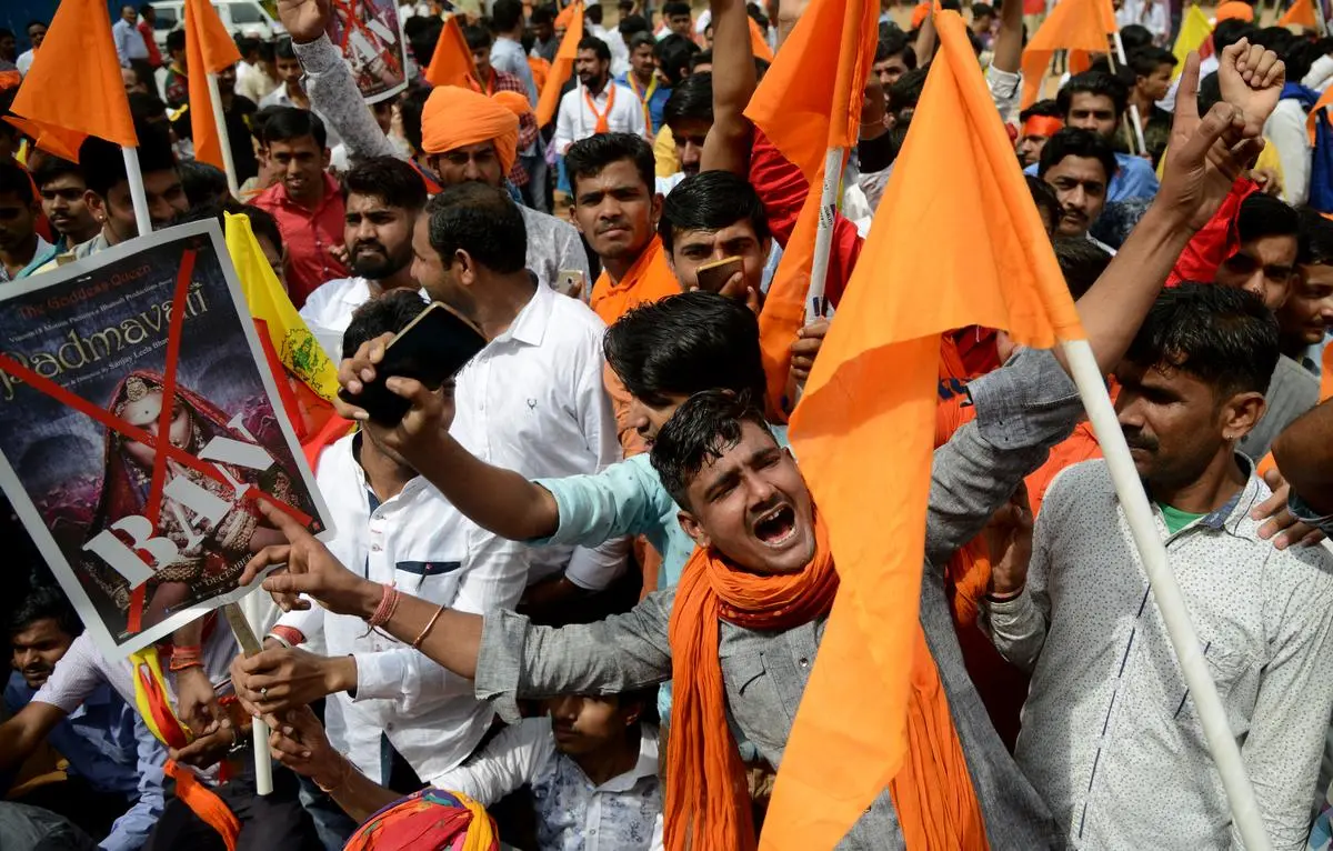 Members of the Rashtriya Rajput Karni Sena protesting against the screening of Padmaavat in Bengaluru on November 15, 2017. Non-state actors have taken on the role of cultural vigilantes, emboldened by the sectarian agendas of those in power. Members of the Rashtriya Rajput Karni Sena protesting against the screening of Padmaavat in Bengaluru on November 15, 2017. Non-state actors have taken on the role of cultural vigilantes, emboldened by the sectarian agendas of those in power.