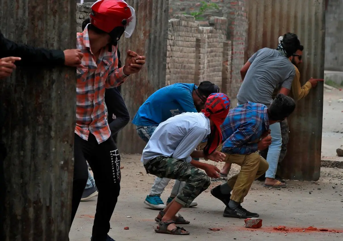 Kashmiris clash with security forces following the scrapping of the special constitutional status for Kashmir by the government. Srinagar, September 13, 2019.