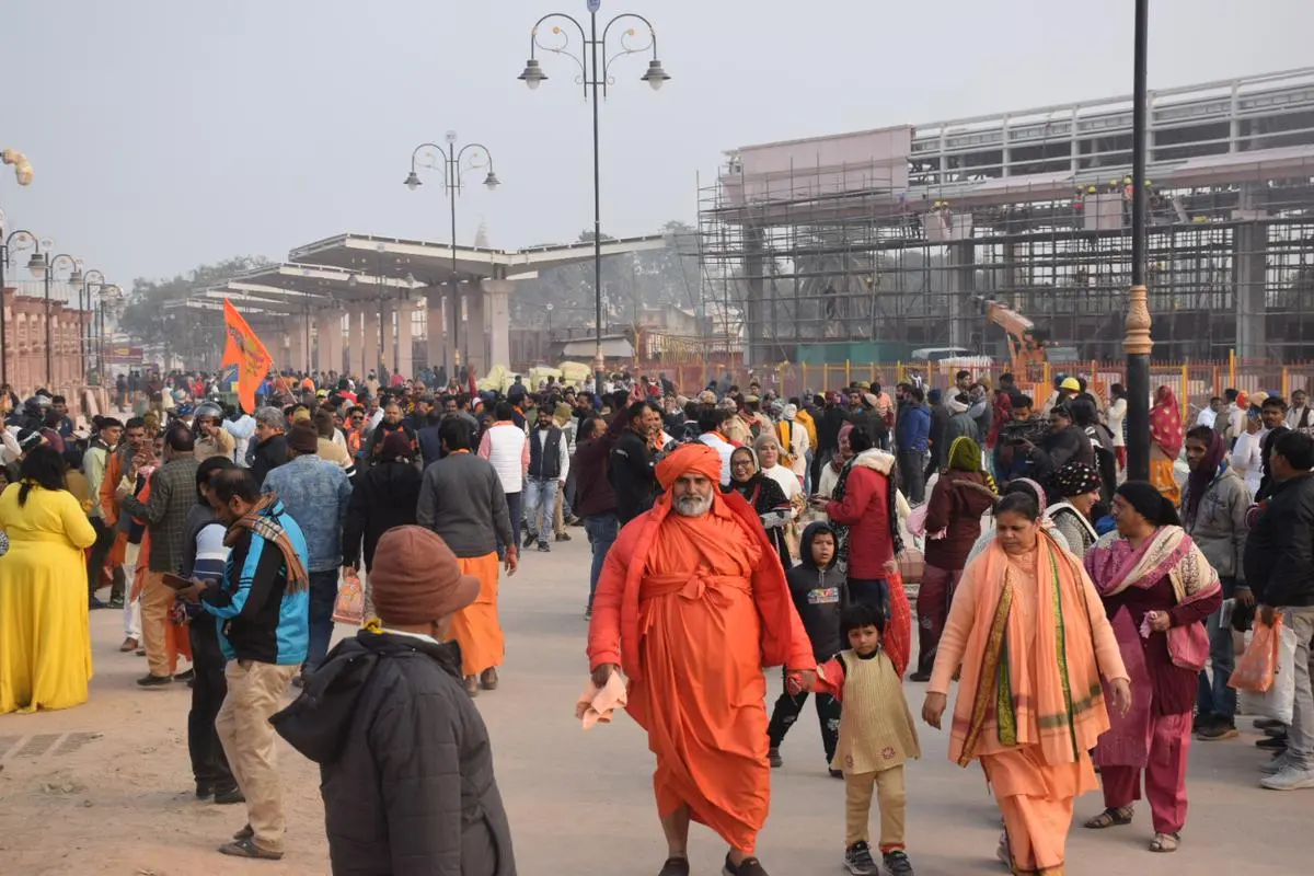 The Ram Mandir corridor in Ayodhya. 