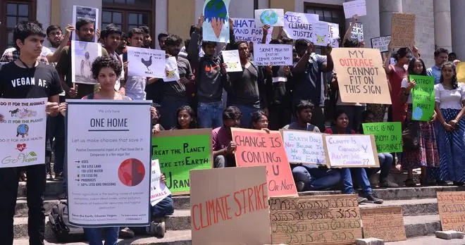 A protest against climate change in Bengaluru. A protest against climate change in Bengaluru.