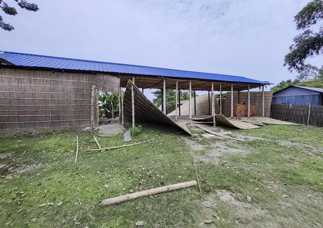 The police claimed that local residents themselves demolished this madrassa in Goalpara district on September 6 following reports that two “Bangladeshi nationals and Al Qaeda members” had been teaching there. The police claimed that local residents themselves demolished this madrassa in Goalpara district on September 6 following reports that two “Bangladeshi nationals and Al Qaeda members” had been teaching there.