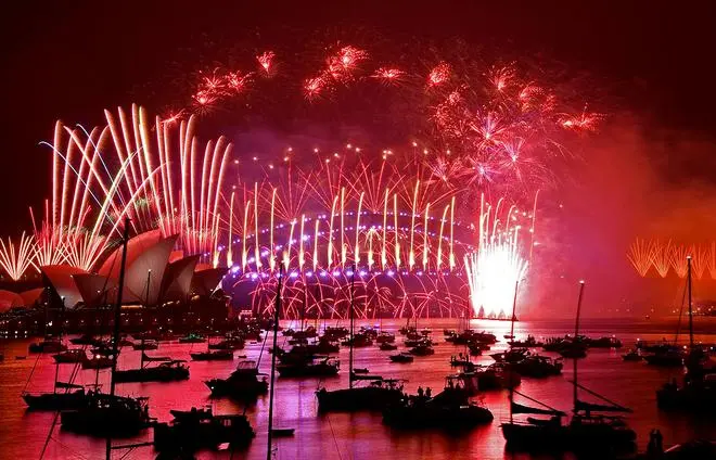 New Year’s Eve fireworks erupt over Sydney’s iconic Harbour Bridge and Opera House (left) on January 1, 2021. New Year’s Eve fireworks erupt over Sydney’s iconic Harbour Bridge and Opera House (left) on January 1, 2021.