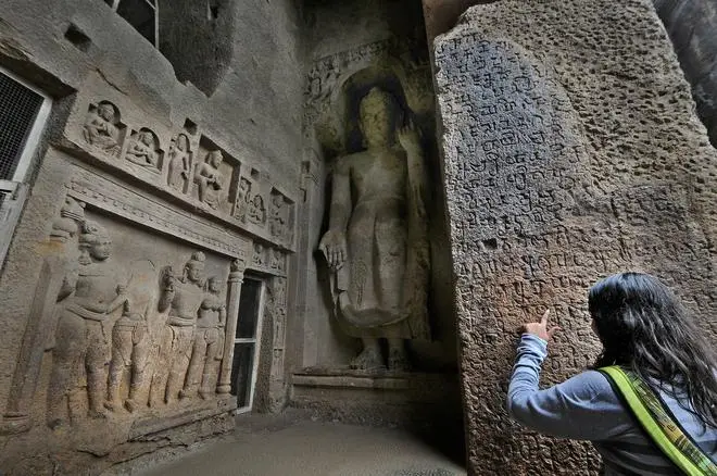A cave at Kanheri, located deep inside the Sanjay Gandhi National Reserve Forest in Mumbai, a 2016 picture. The chapter on short or fragmentary, early Deccan donative inscriptions from sites such as Pitalkhora, Kanheri, and Amravati is a good example of the close attention to detail the essays in this collection exhibit. A cave at Kanheri, located deep inside the Sanjay Gandhi National Reserve Forest in Mumbai, a 2016 picture. The chapter on short or fragmentary, early Deccan donative inscriptions from sites such as Pitalkhora, Kanheri, and Amravati is a good example of the close attention to detail the essays in this collection exhibit.