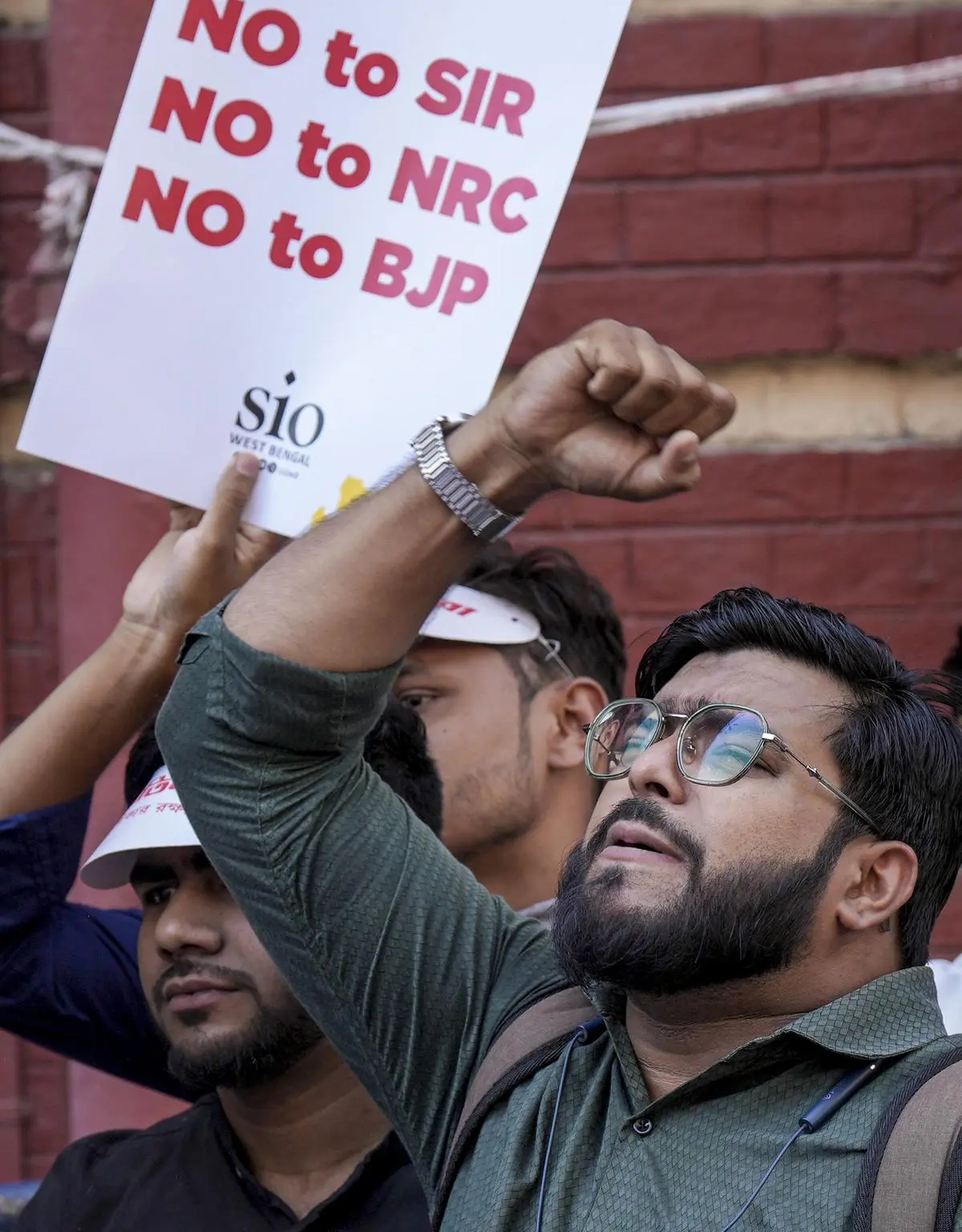 Members of Votadhikar Raksha Mancha stage a protest demanding voting rights for deleted voters in Kolkata on April 14, 2026.