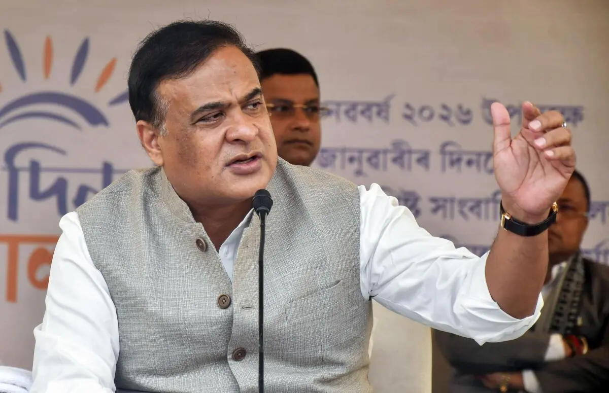 Assam Chief Minister Himanta Biswa Sarma interacts with the press at Koinadhara Guest House, in Guwahati on January 1, 2026.