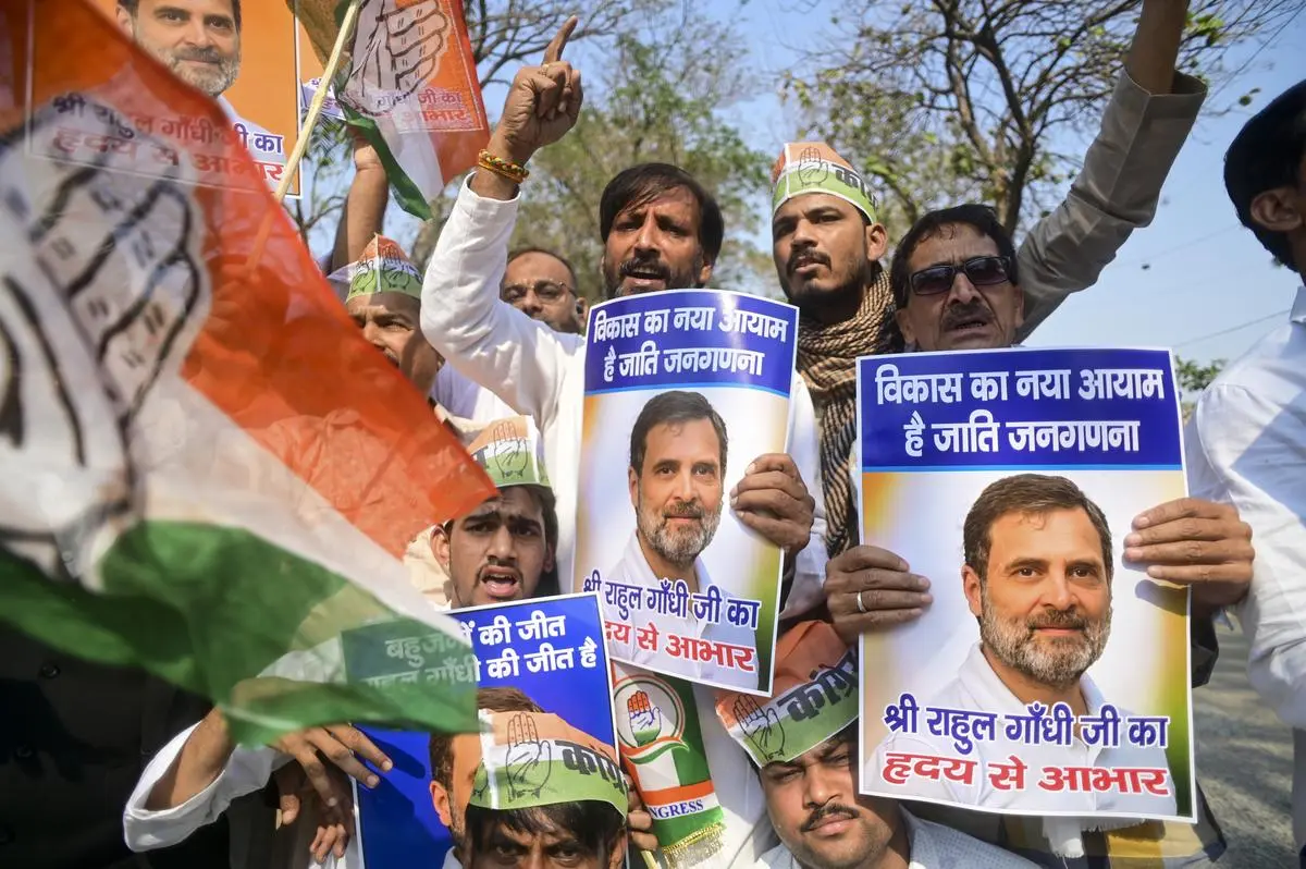 Congress workers raise slogans as they celebrate the centre’s decision to include caste enumeration in the upcoming national census, in Prayagraj, on May 2, 2025. The party claims credit for the move should go to Rahul Gandhi, who consistently raised the demand. Congress workers raise slogans as they celebrate the centre’s decision to include caste enumeration in the upcoming national census, in Prayagraj, on May 2, 2025. The party claims credit for the move should go to Rahul Gandhi, who consistently raised the demand.
