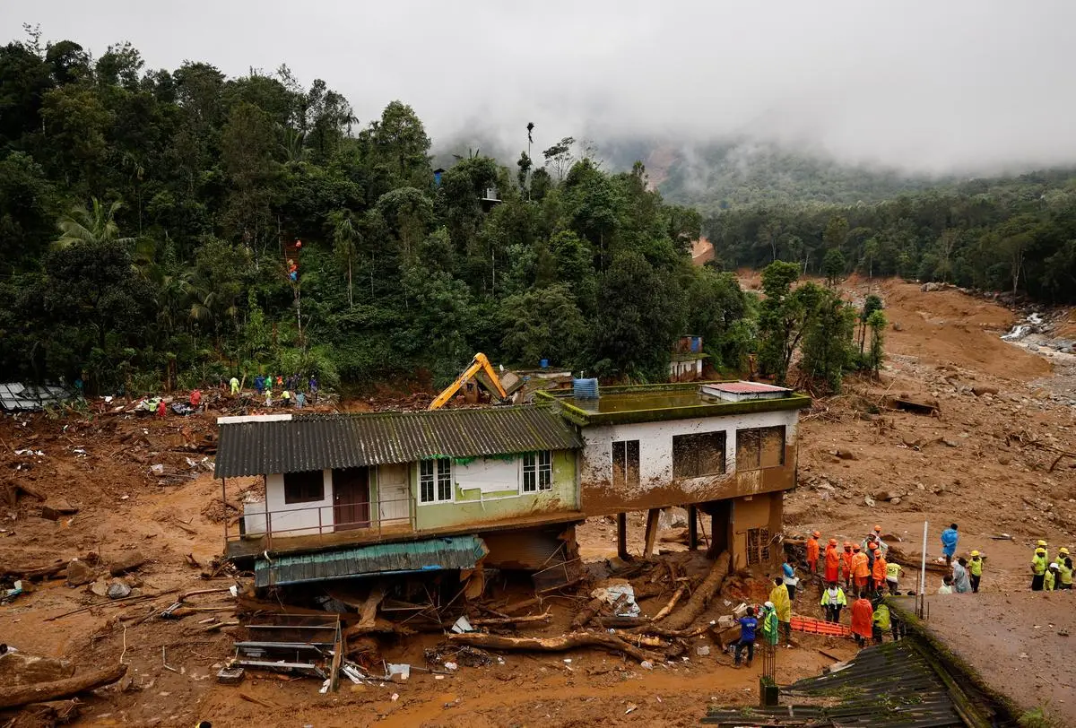 Search operations continue after landslides hit Mundakkai village in Wayanad on August 1, 2024. 