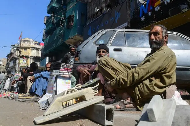 In Karachi, labourers waiting to be hired for daily-wage work, on January 30. With its GDP having shrunk after last year’s devastating floods, Pakistan cannot afford further contraction of output and employment. In Karachi, labourers waiting to be hired for daily-wage work, on January 30. With its GDP having shrunk after last year’s devastating floods, Pakistan cannot afford further contraction of output and employment.