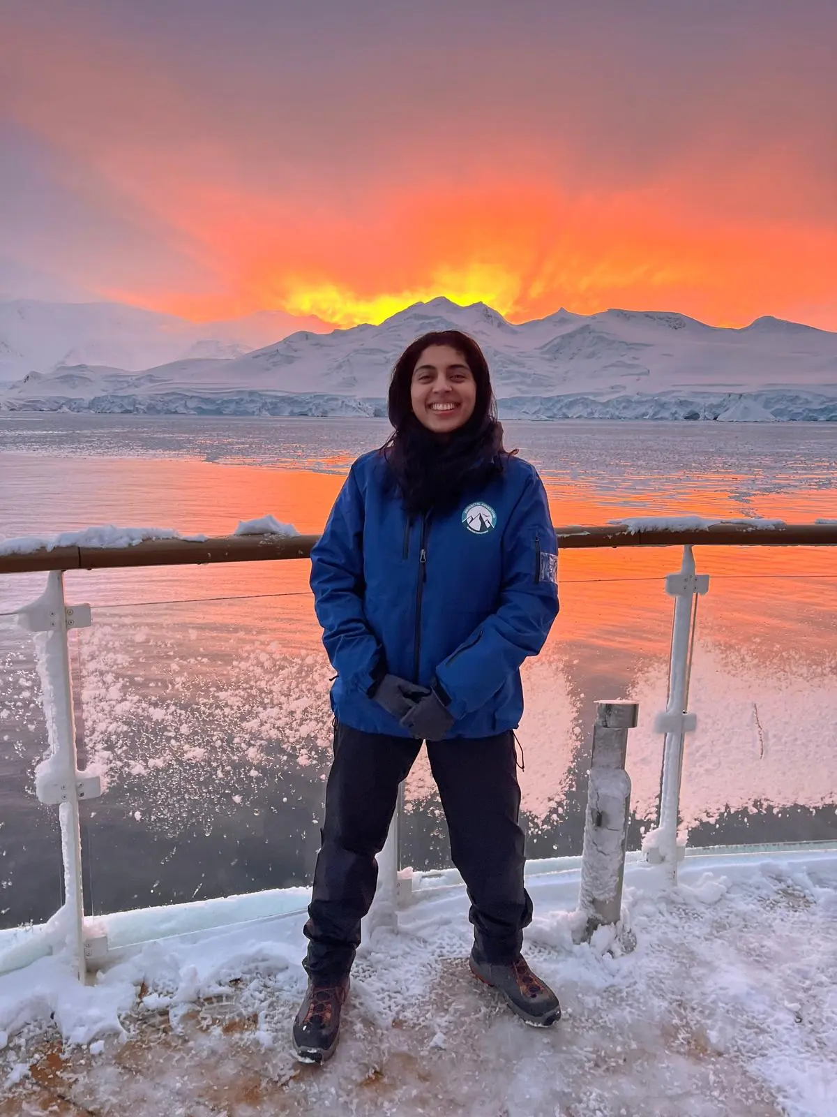Sayesha Dogra, founder of The Climate Party during her expedition to Antarctica in 2022.