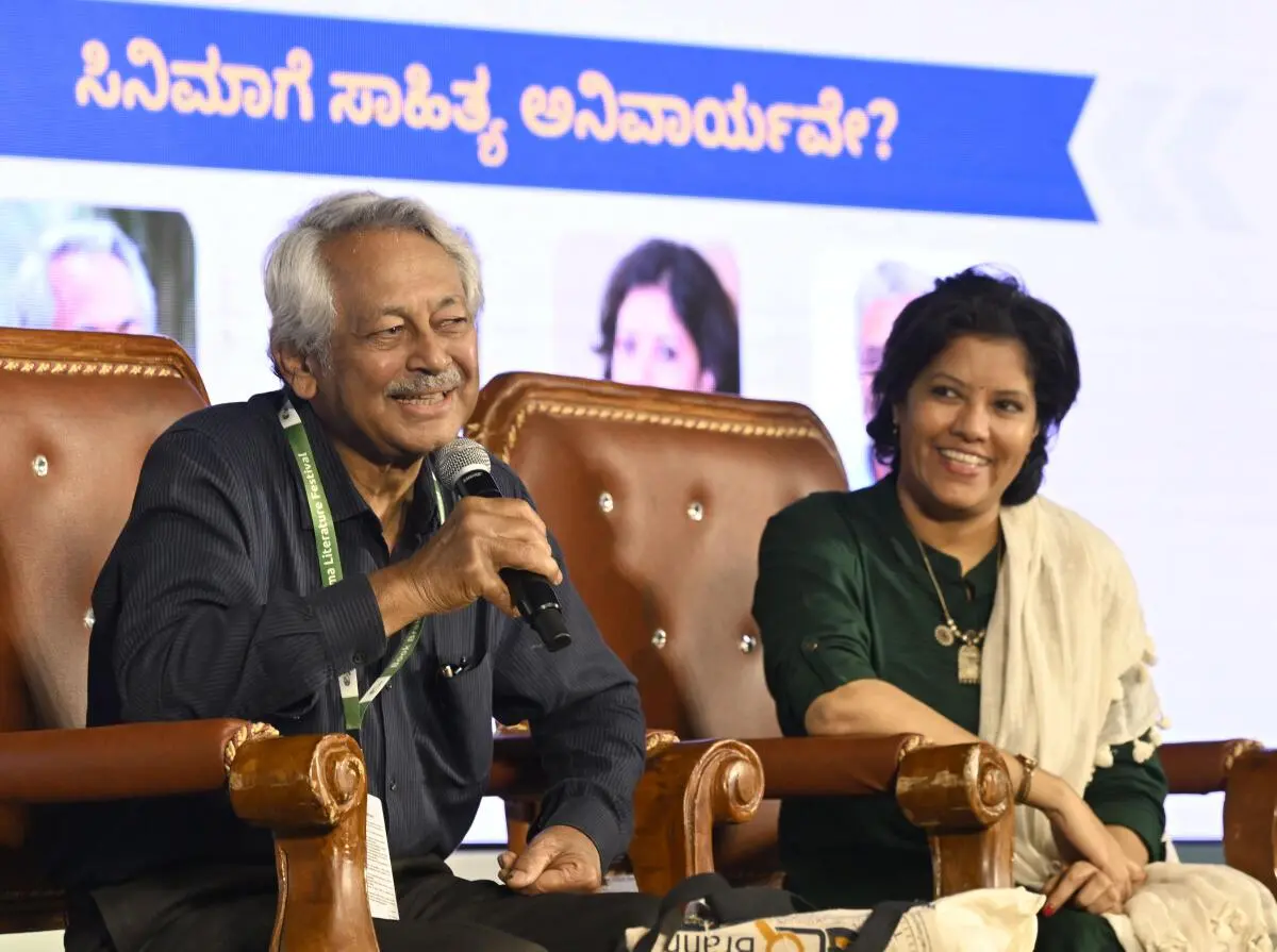 Girish Kasaravalli speaking at an event in Bangalore in August 2024. 