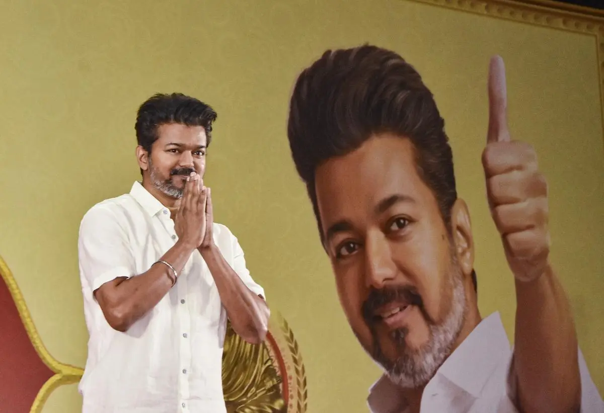 Vijay, founder of the Tamilaga Vettri Kazhagam, at an event in Mamallapuram on May 30. He is the unknown factor in Tamil Nadu politics. Vijay, founder of the Tamilaga Vettri Kazhagam, at an event in Mamallapuram on May 30. He is the unknown factor in Tamil Nadu politics.