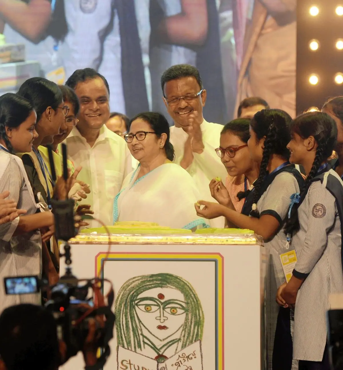 West Bengal Chief Minister Mamata Banerjee at an event to mark 10 years of Kanyashree Prakalpa, a flagship scheme of the Trinamool Congress government for girl empowerment. 