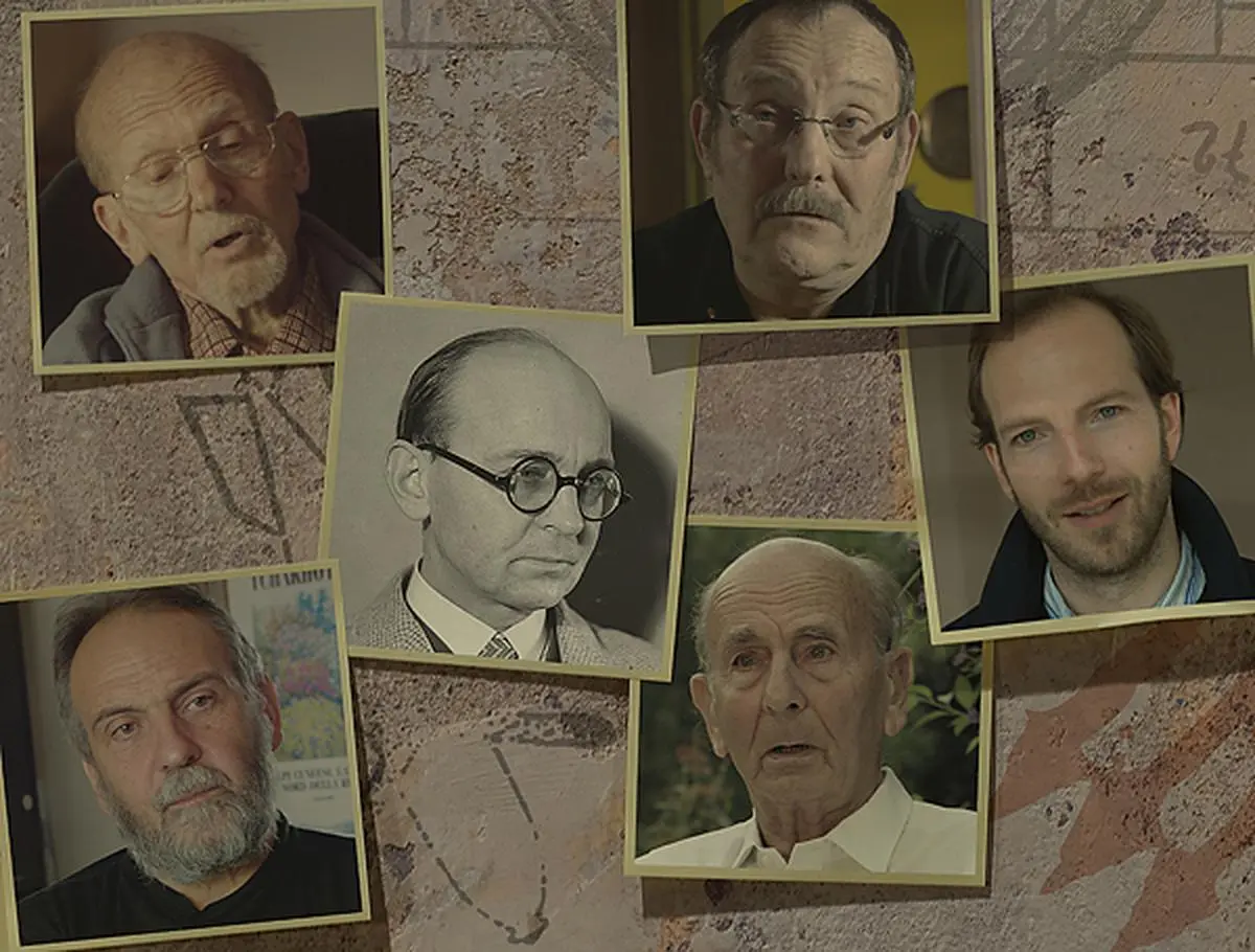 A collage of the protagonists of Sergej in the Urn: Sergej Tschachotin (centre), his sons Venja, Eugen, Andrei, Petya, and great-grandson Boris Hars-Tschachotin. A collage of the protagonists of Sergej in the Urn: Sergej Tschachotin (centre), his sons Venja, Eugen, Andrei, Petya, and great-grandson Boris Hars-Tschachotin.