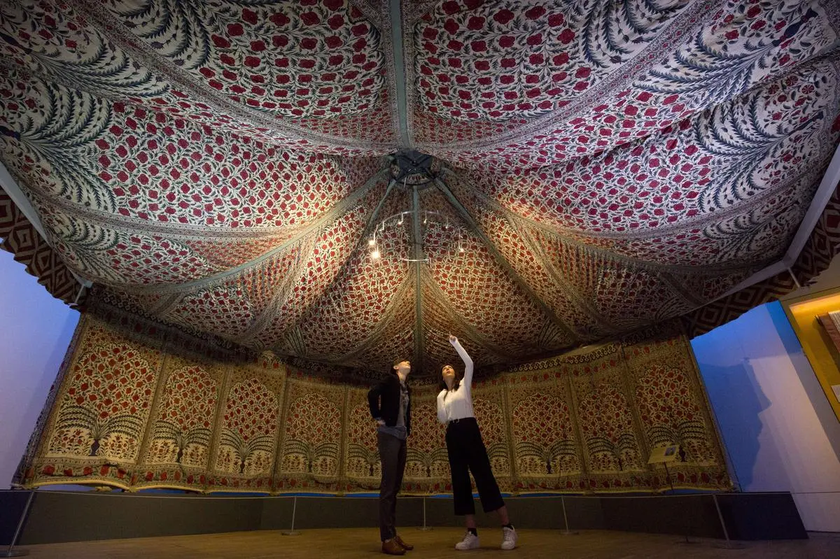 Tipu Sultan’s tent on display at “The Fabric of India” exhibition, V&A Museum, London, September 2015. Is ownership linked to a place or to a people?