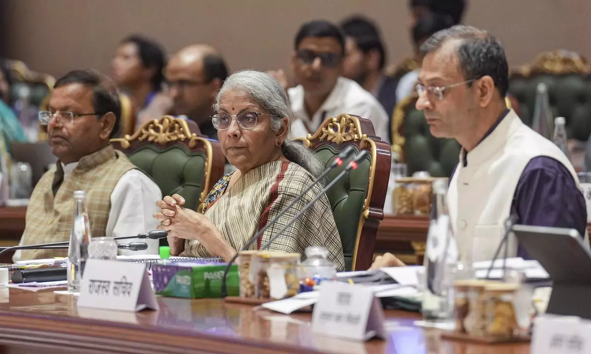 Union Finance Minister Nirmala Sitharaman chairing the 53rd GST Council meeting in New Delhi on June 22. 