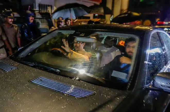 Uddhav Thackeray driving to Raj Bhawan late at night on June 29 to tender his resignation as Chief Minister. Uddhav Thackeray driving to Raj Bhawan late at night on June 29 to tender his resignation as Chief Minister.