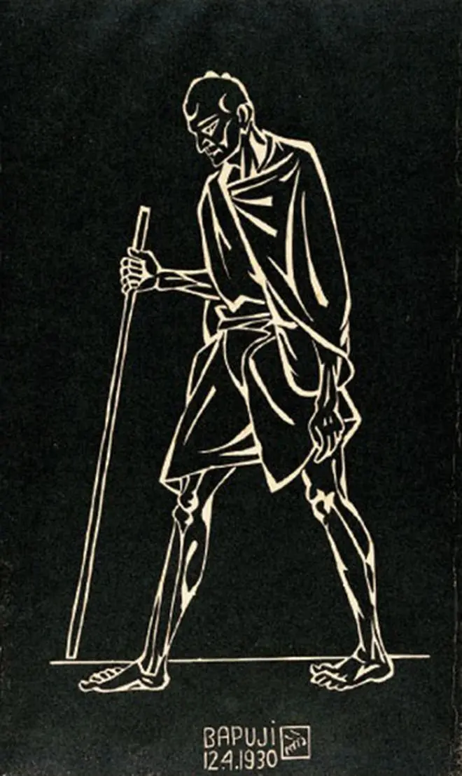 Nandalal Bose’s depiction of Gandhi’s Salt March. Bose cultivated an artistic culture of engagement and openness in Santiniketan. Nandalal Bose’s depiction of Gandhi’s Salt March. Bose cultivated an artistic culture of engagement and openness in Santiniketan.