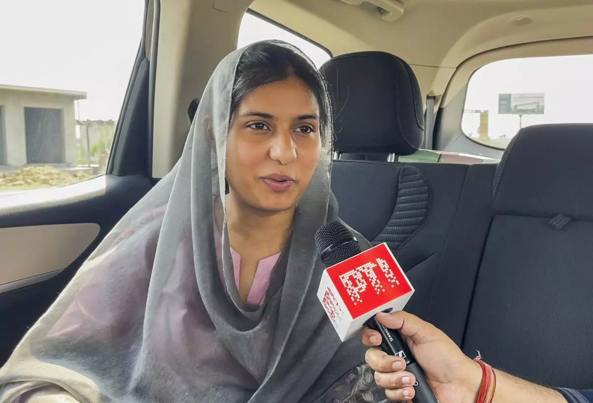 Iqra Hasan speaks to PTI in Kairana in April 2024.