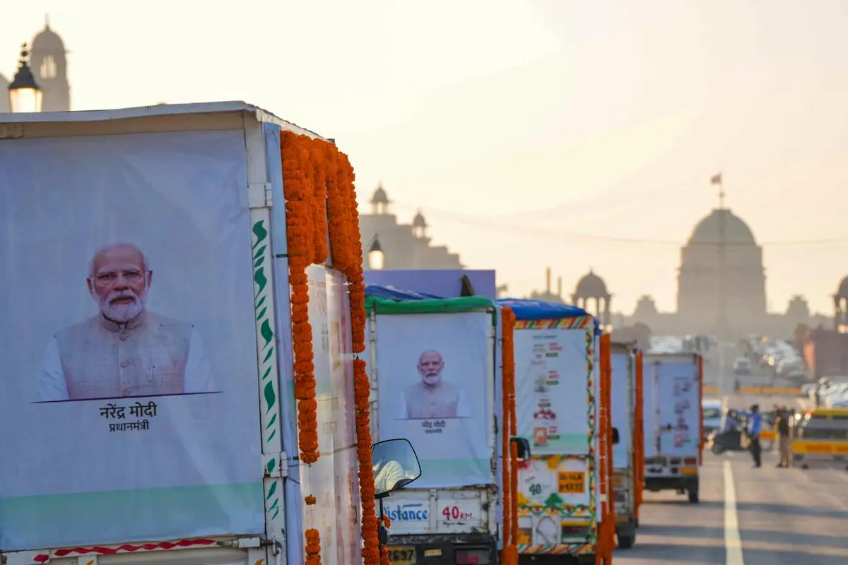 Mobile vans of “Bharat Rice” featuring Prime Minister Modi’s image were flagged off by Union Minister Piyush Goyal in New Delhi on February 6. Opposition-ruled States such as Kerala have protested against the Centre’s insistence on using Modi’s picture in these schemes.