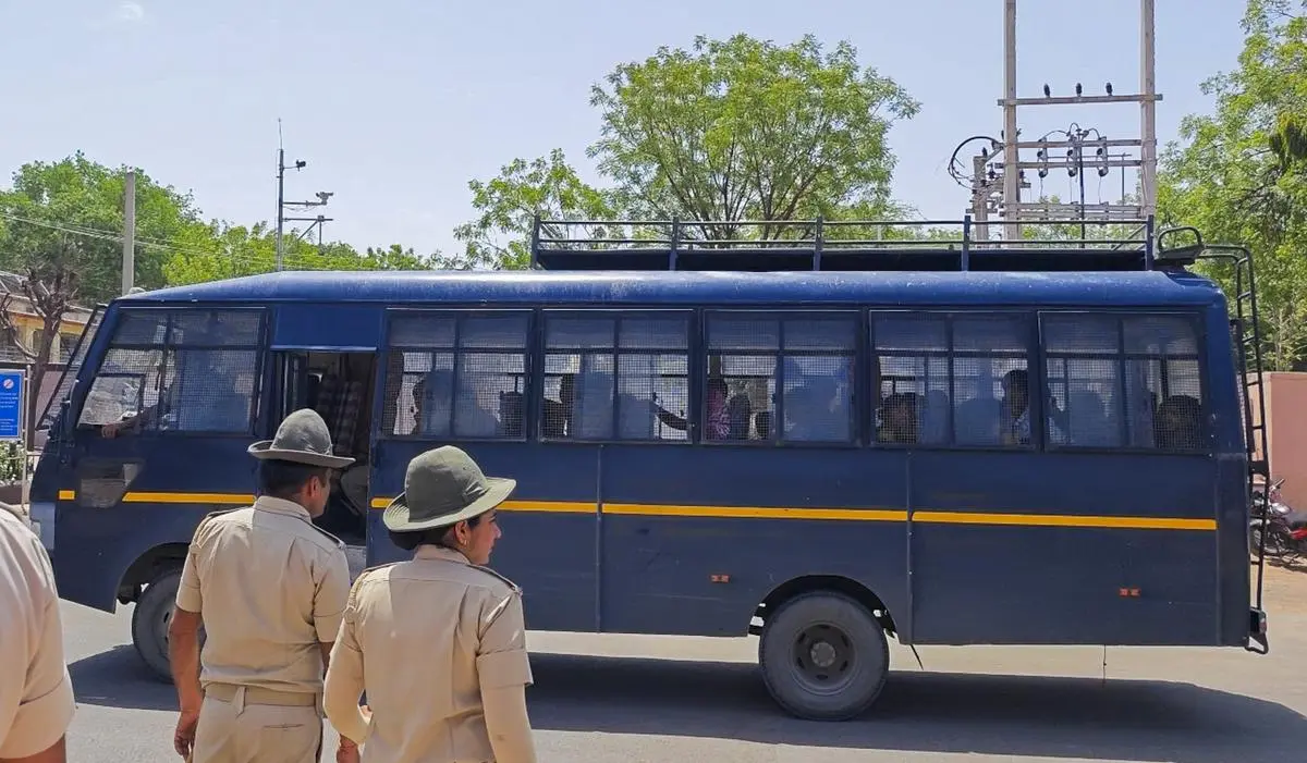 Bangladeshi nationals allegedly found living illegally in Jodhpur, Rajasthan, being sent to West Bengal for deportation on May 14, 2025. 