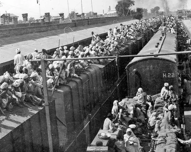 An India-Pakistan train packed to capacity during Partition in September, 1947. An India-Pakistan train packed to capacity during Partition in September, 1947.