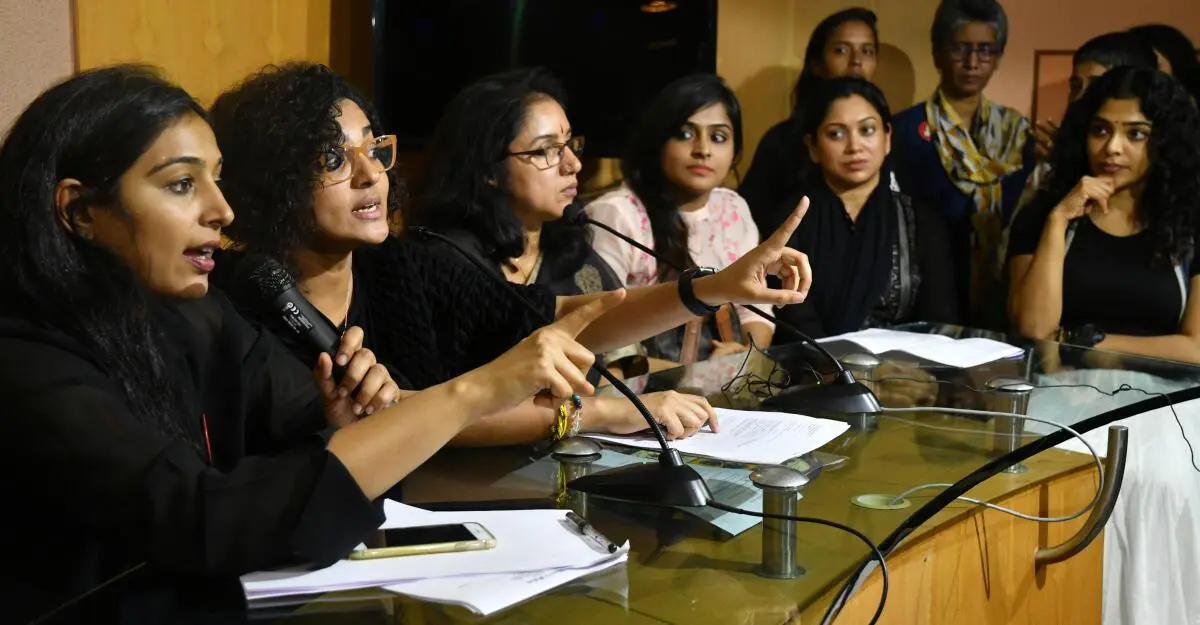Members of Women in Cinema Collective speak during a press conference in Kochi on October 13, 2018. Members of Women in Cinema Collective speak during a press conference in Kochi on October 13, 2018.