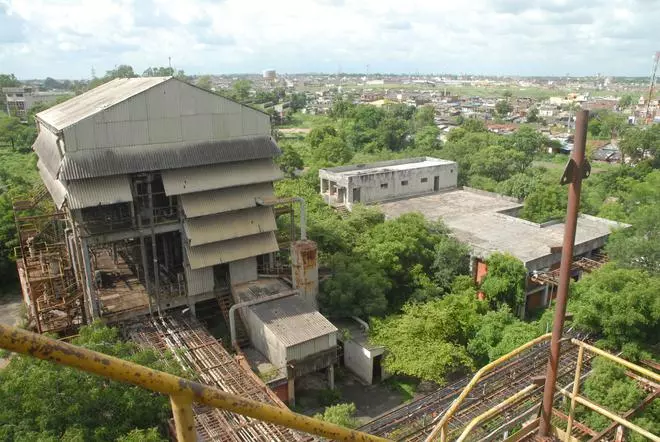 An aerial view of abandoned Union Carbide factory in Bhopal on June 6, 2010. 