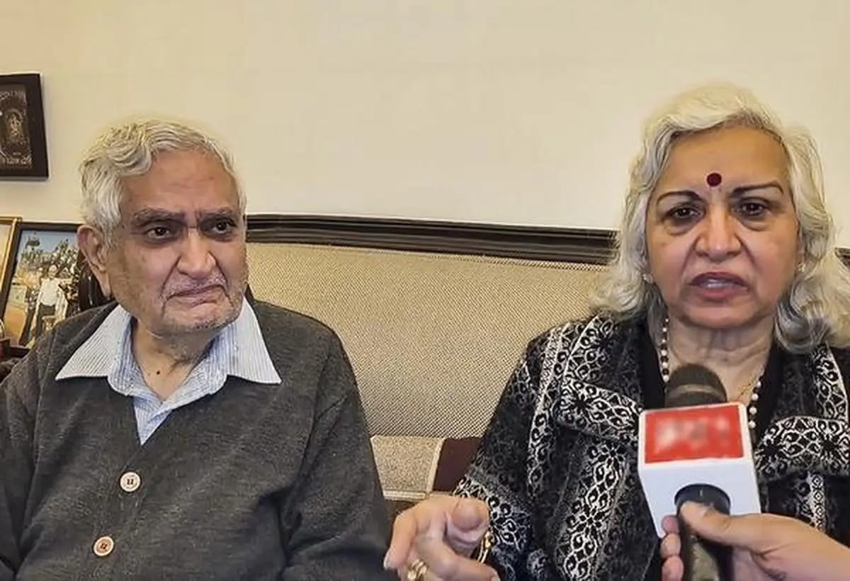 Om Taneja, 81, and his wife, Indira, 77, talking about how they lost Rs.14.85 crore to scammers who put them under “digital arrest”, in Delhi in January 2026.