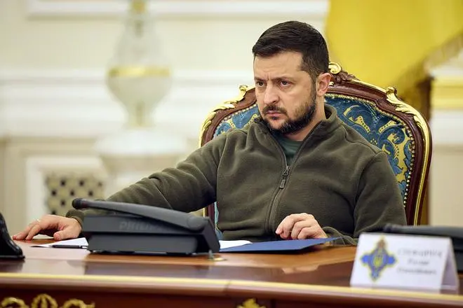 Ukraine’s President Volodymyr Zelensky leading a meeting of the National Security and Defence Council in Kyiv, on September 30. He said that he would not negotiate with Russia as long as President Putin remained in power. Ukraine’s President Volodymyr Zelensky leading a meeting of the National Security and Defence Council in Kyiv, on September 30. He said that he would not negotiate with Russia as long as President Putin remained in power.