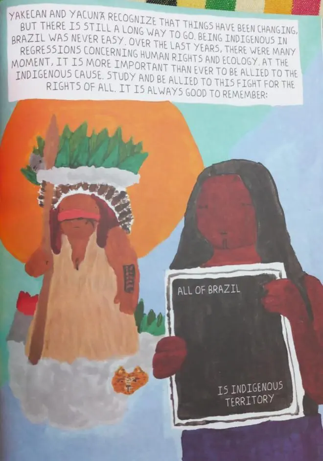 A panel from Brazilian visual artist Taís Koshino’s graphic narrative “For the right to exist”. A panel from Brazilian visual artist Taís Koshino’s graphic narrative “For the right to exist”.