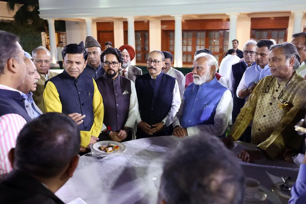 Prime Minister Narendra Modi in a discussion with delegation members. The Modi government’s global campaign after Pulwama reveals more about domestic politics than international diplomatic success.