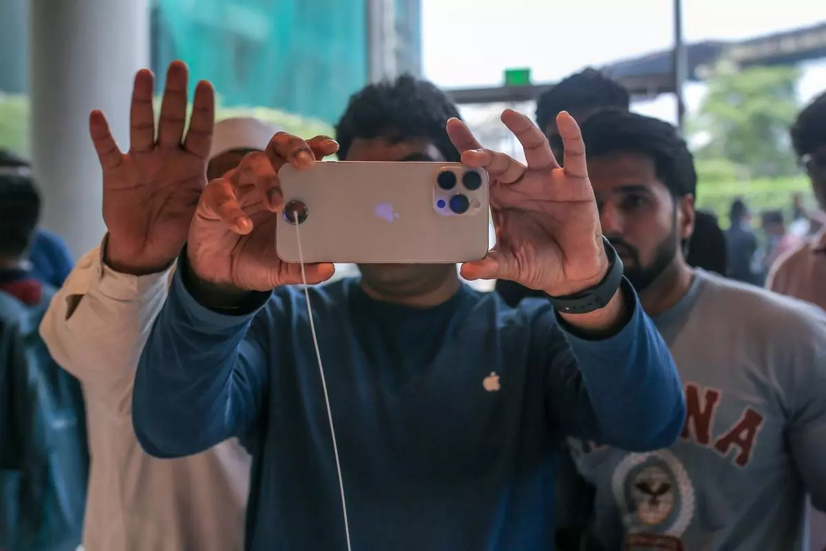 The moral and existential coordinates of the youth today are shaped largely by the ubiquitous smartphone. Here, an Apple iPhone 16 Pro smartphone is on display at the Apple Inc. store in BKC, Mumbai, in September 2024.