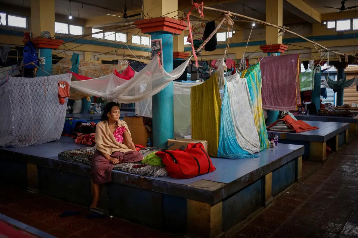 A displaced Meitei woman at a relief camp in Moirang town in Bishnupur district on July 23. 