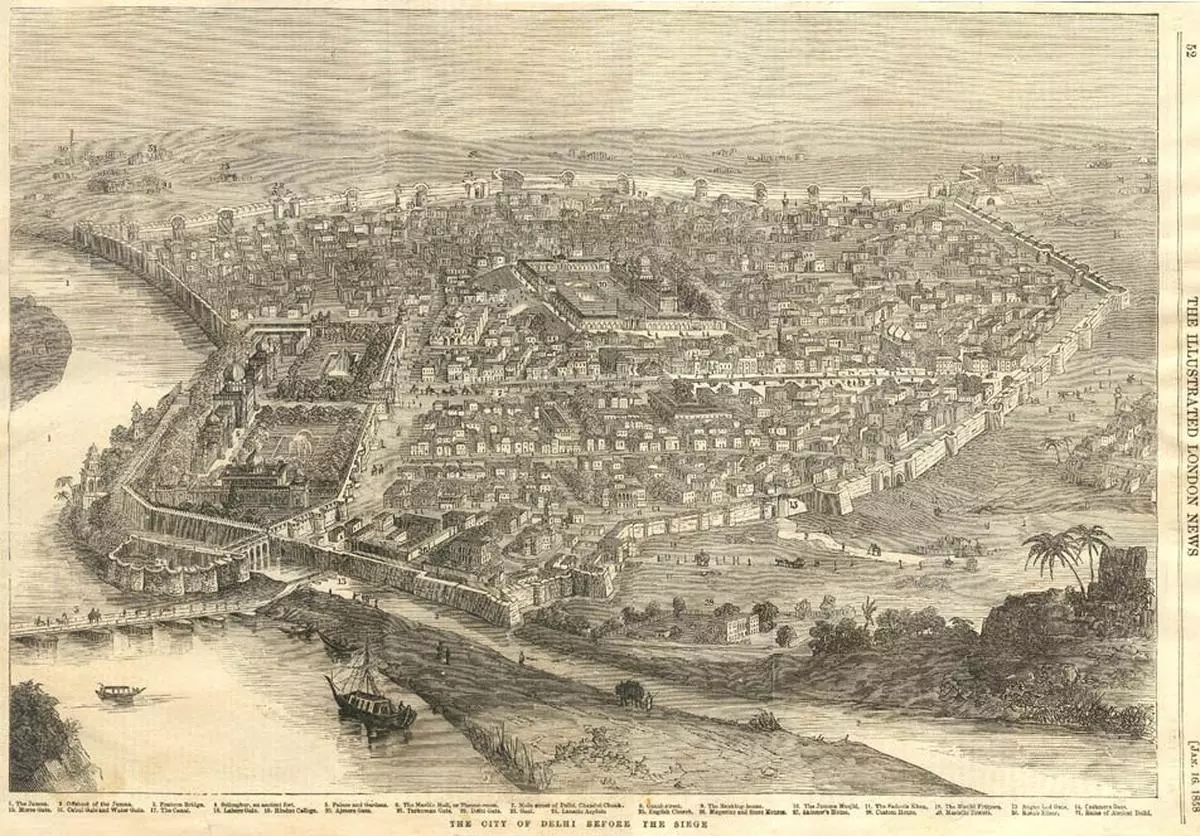 An illustration of the walled city of Shahjahanabad.